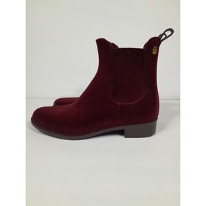 LEMON JELLY‎ VELVETY Rain BOOTS  Wine Maroon Burgundy Faux Velvet Women  36 Boot